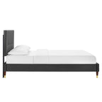 Letto King Size con Struttura a Piattaforma Canale in Velluto ad Alte Prestazioni (Bianco/Blu/Rosa/Antracite) – Per 2
