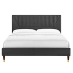 Letto King Size con Struttura a Piattaforma Canale in Velluto ad Alte Prestazioni (Bianco/Blu/Rosa/Antracite) – Per 2