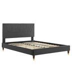 Letto King Size con Struttura a Piattaforma Canale in Velluto ad Alte Prestazioni (Bianco/Blu/Rosa/Antracite) – Per 2