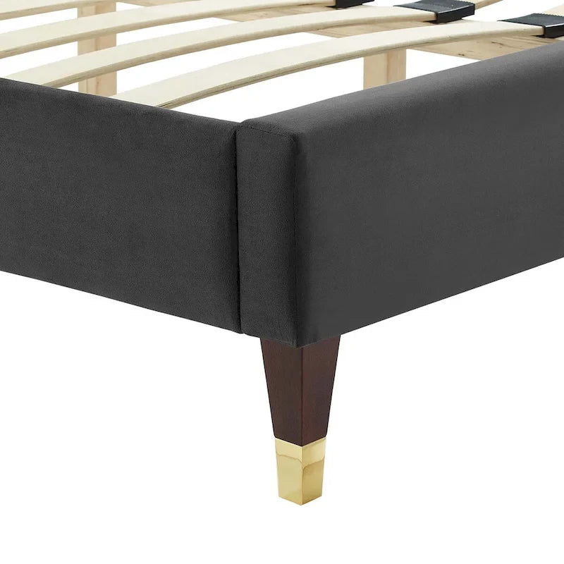 Letto King Size con Struttura a Piattaforma Canale in Velluto ad Alte Prestazioni (Bianco/Blu/Rosa/Antracite) – Per 2