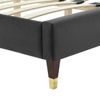 Letto King Size con Struttura a Piattaforma Canale in Velluto ad Alte Prestazioni (Bianco/Blu/Rosa/Antracite) – Per 2