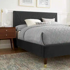 Letto King Size con Struttura a Piattaforma Canale in Velluto ad Alte Prestazioni (Bianco/Blu/Rosa/Antracite) – Per 2