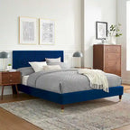 Letto King Size con Struttura a Piattaforma Canale in Velluto ad Alte Prestazioni (Bianco/Blu/Rosa/Antracite) – Per 2