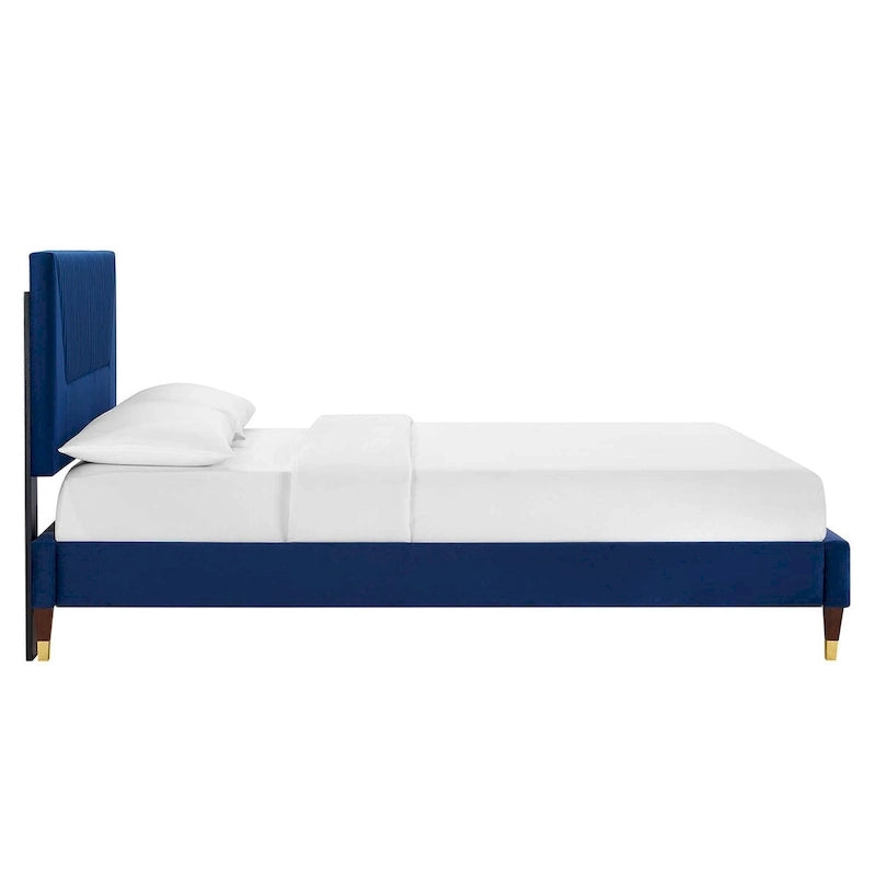 Letto King Size con Struttura a Piattaforma Canale in Velluto ad Alte Prestazioni (Bianco/Blu/Rosa/Antracite) – Per 2