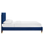 Letto King Size con Struttura a Piattaforma Canale in Velluto ad Alte Prestazioni (Bianco/Blu/Rosa/Antracite) – Per 2