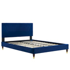 Letto King Size con Struttura a Piattaforma Canale in Velluto ad Alte Prestazioni (Bianco/Blu/Rosa/Antracite) – Per 2