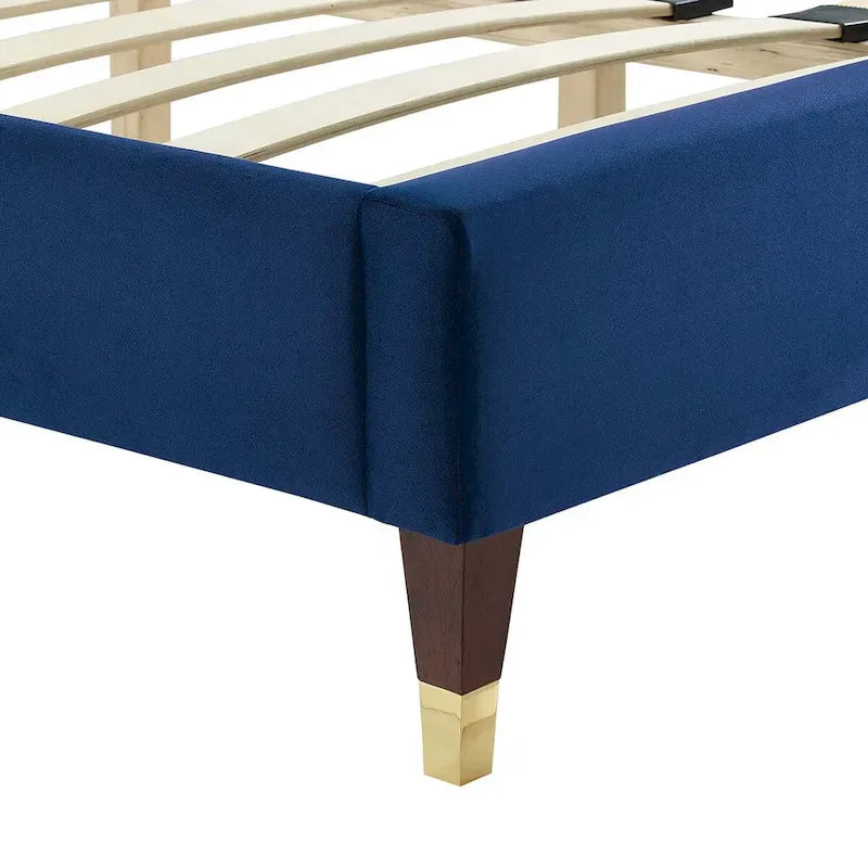 Letto King Size con Struttura a Piattaforma Canale in Velluto ad Alte Prestazioni (Bianco/Blu/Rosa/Antracite) – Per 2