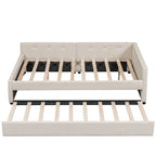 Letto a piattaforma imbottito beige con USB e letto estraibile singolo, matrimoniale, 2 persone