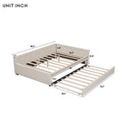 Letto a piattaforma imbottito beige con USB e letto estraibile singolo, matrimoniale, 2 persone