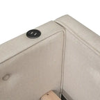 Letto a piattaforma imbottito beige con USB e letto estraibile singolo, matrimoniale, 2 persone