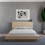 Testiera contenitore, rovere biondo naturale/rovere marrone, stile moderno, Queen/King