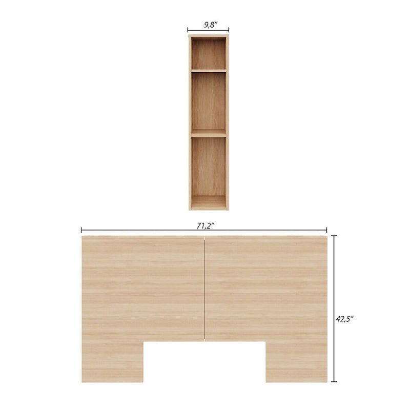 Testiera contenitore, rovere biondo naturale/rovere marrone, stile moderno, Queen/King