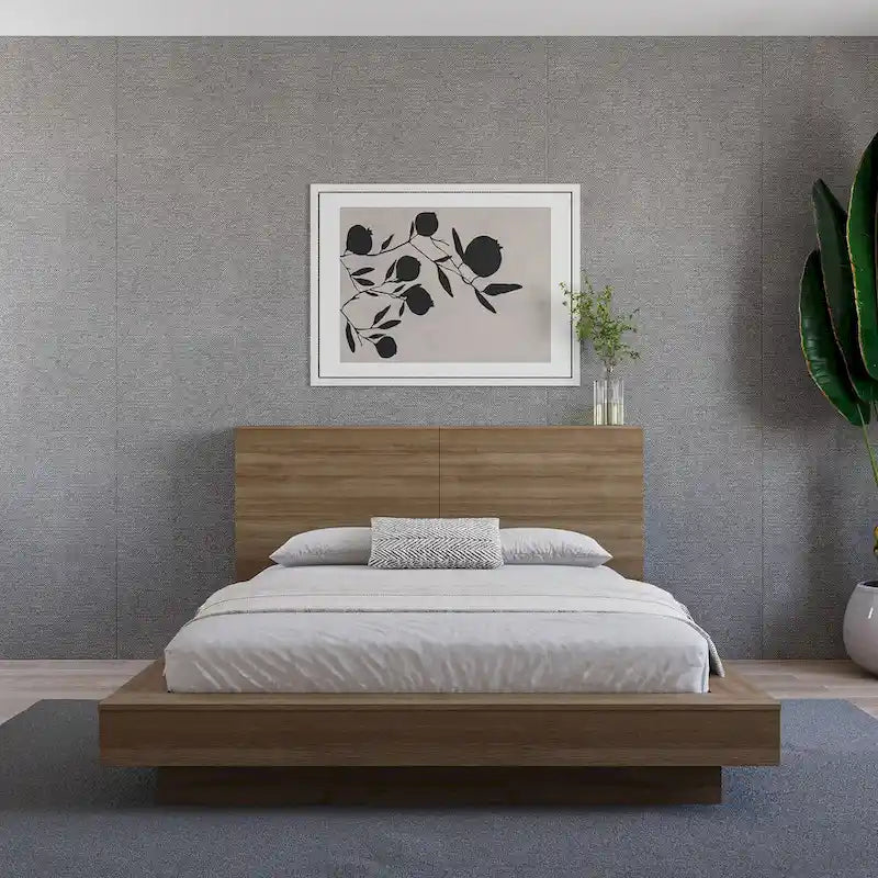 Testiera contenitore, rovere biondo naturale/rovere marrone, stile moderno, Queen/King