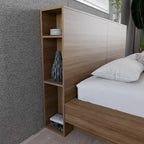 Testiera contenitore, rovere biondo naturale/rovere marrone, stile moderno, Queen/King