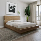 Testiera contenitore, rovere biondo naturale/rovere marrone, stile moderno, Queen/King