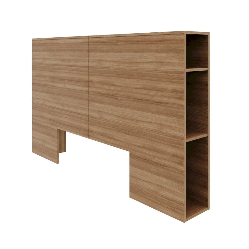 Testiera contenitore, rovere biondo naturale/rovere marrone, stile moderno, Queen/King