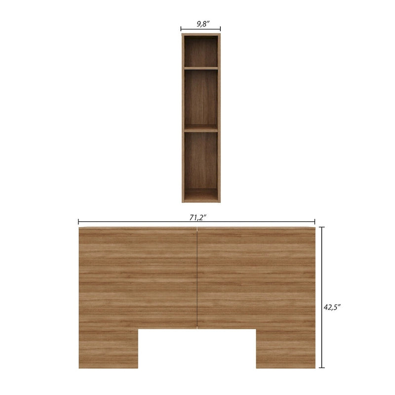 Testiera contenitore, rovere biondo naturale/rovere marrone, stile moderno, Queen/King