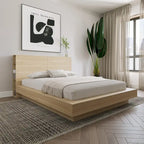 Testiera contenitore, rovere biondo naturale/rovere marrone, stile moderno, Queen/King