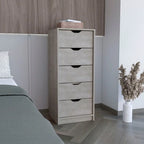 Cassettiera alta a 5 cassetti, grigio cemento/rovere fumé, per utente singolo