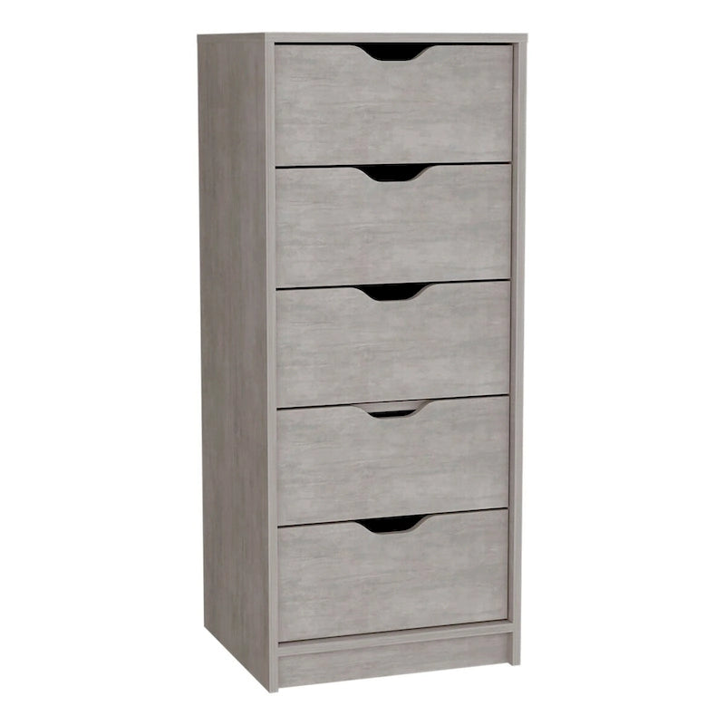 Cassettiera alta a 5 cassetti, grigio cemento/rovere fumé, per utente singolo