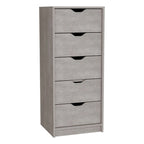 Cassettiera alta a 5 cassetti, grigio cemento/rovere fumé, per utente singolo
