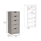 Cassettiera alta a 5 cassetti, grigio cemento/rovere fumé, per utente singolo