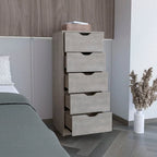Cassettiera alta a 5 cassetti, grigio cemento/rovere fumé, per utente singolo