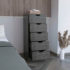 Cassettiera alta a 5 cassetti, grigio cemento/rovere fumé, per utente singolo