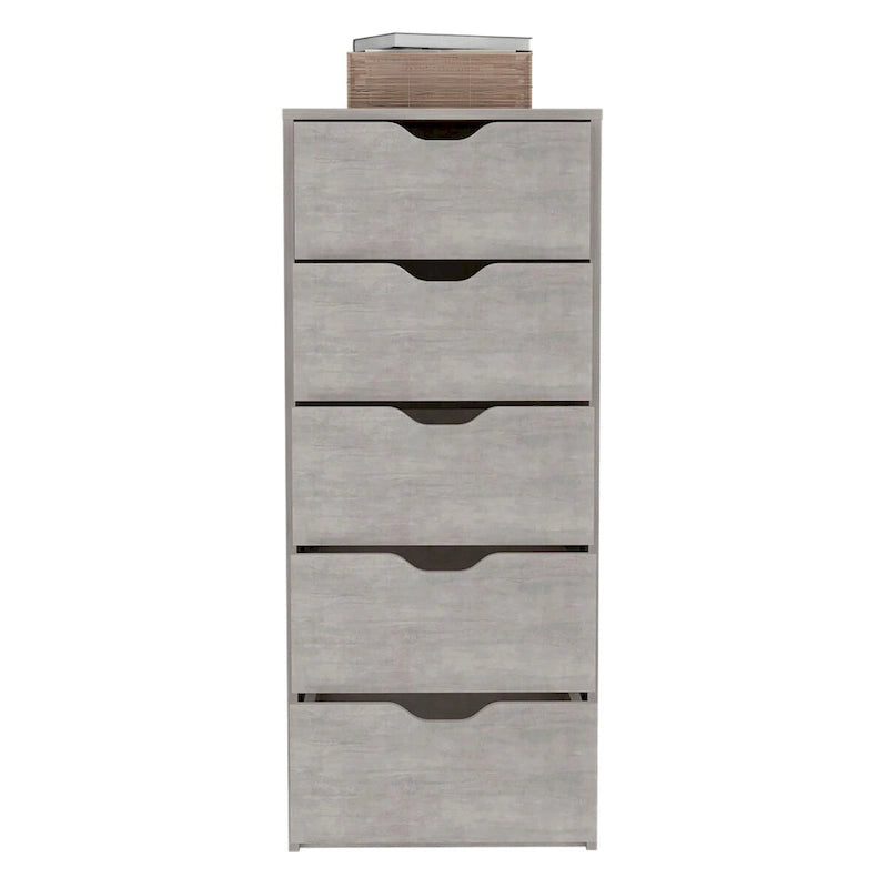 Cassettiera alta a 5 cassetti, grigio cemento/rovere fumé, per utente singolo