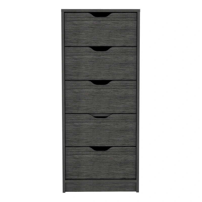 Cassettiera alta a 5 cassetti, grigio cemento/rovere fumé, per utente singolo
