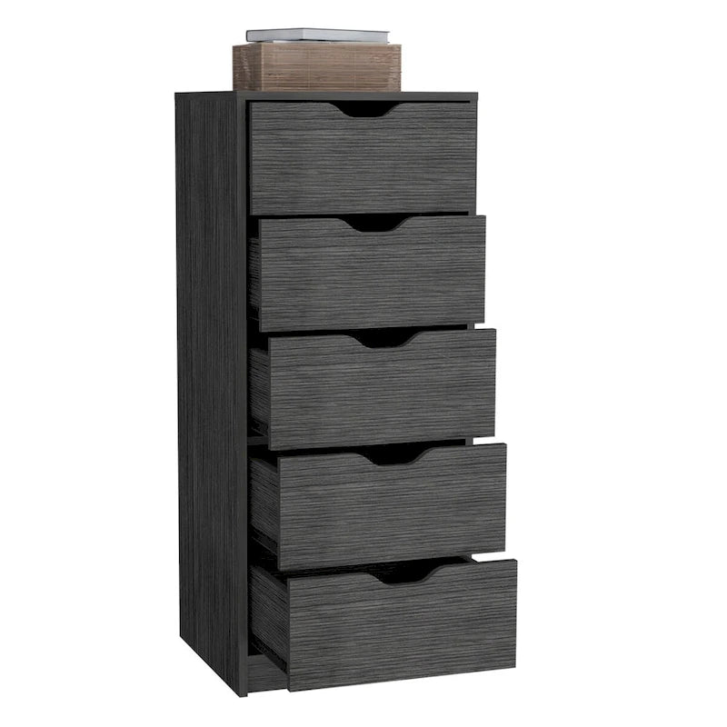 Cassettiera alta a 5 cassetti, grigio cemento/rovere fumé, per utente singolo