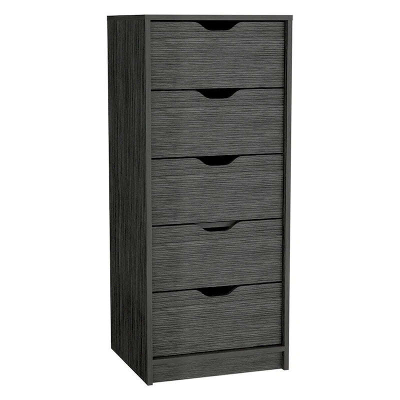 Cassettiera alta a 5 cassetti, grigio cemento/rovere fumé, per utente singolo