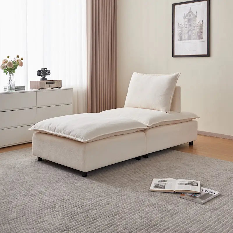Poltrona senza braccioli in ciniglia con pouf, seduta singola – Arancione / Grigio / Verde / Beige