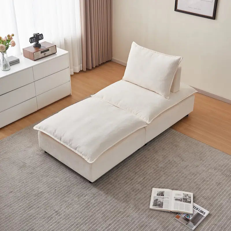 Poltrona senza braccioli in ciniglia con pouf, seduta singola – Arancione / Grigio / Verde / Beige