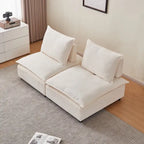 Poltrona senza braccioli in ciniglia con pouf, seduta singola – Arancione / Grigio / Verde / Beige