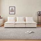 Poltrona senza braccioli in ciniglia con pouf, seduta singola – Arancione / Grigio / Verde / Beige