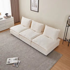 Poltrona senza braccioli in ciniglia con pouf, seduta singola – Arancione / Grigio / Verde / Beige