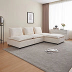 Poltrona senza braccioli in ciniglia con pouf, seduta singola – Arancione / Grigio / Verde / Beige