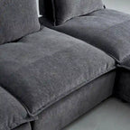 Poltrona senza braccioli in ciniglia con pouf, seduta singola – Arancione / Grigio / Verde / Beige