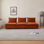 Poltrona senza braccioli in ciniglia con pouf, seduta singola – Arancione / Grigio / Verde / Beige