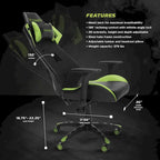 Sedia da gaming stile racing, schienale in rete, reclinabile, 1 persona | Multicolore