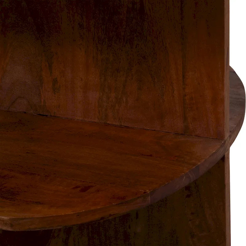 Tavolino da salotto marrone a mezzaluna, legno di mango e piano in marmo, 1 pezzo