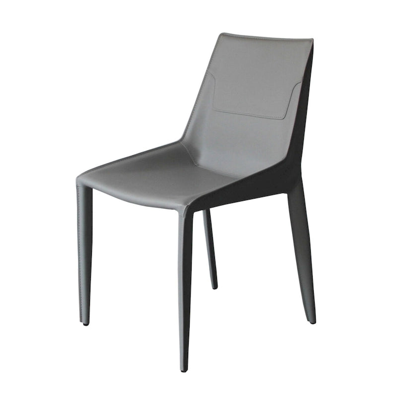 Sedia da pranzo moderna Modrest Halo in pelle sella grigio chiaro (set da 2)