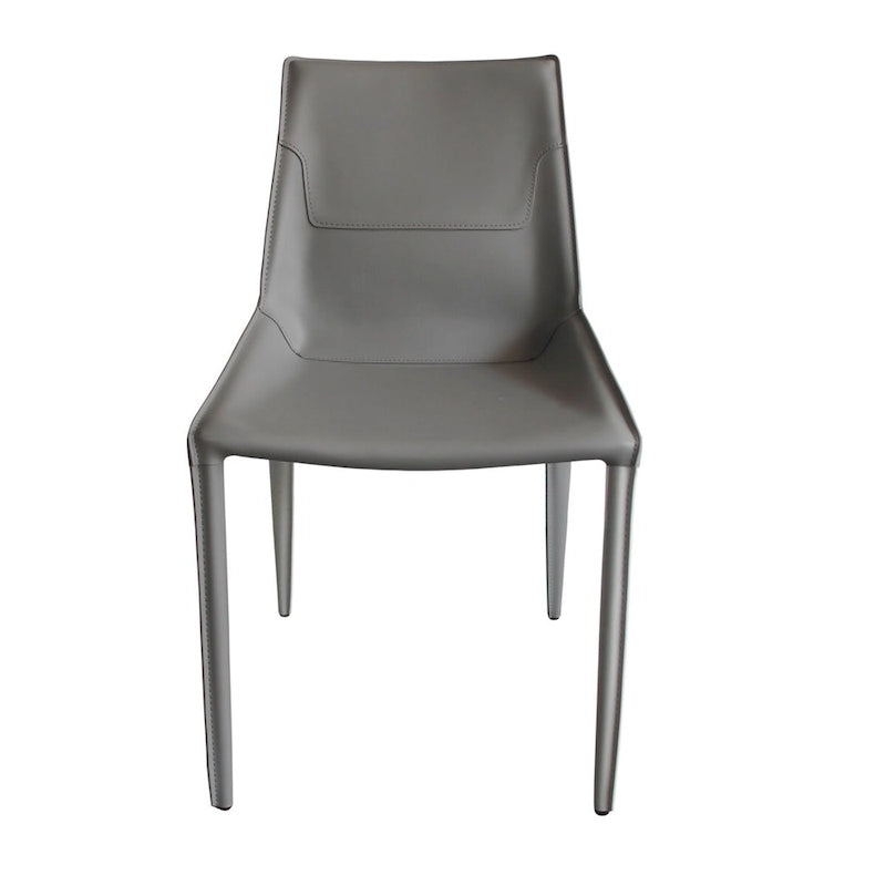 Sedia da pranzo moderna Modrest Halo in pelle sella grigio chiaro (set da 2)