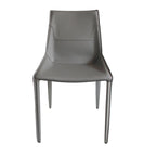 Sedia da pranzo moderna Modrest Halo in pelle sella grigio chiaro (set da 2)