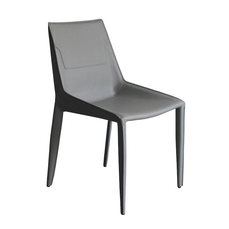Sedia da pranzo moderna Modrest Halo in pelle sella grigio chiaro (set da 2)