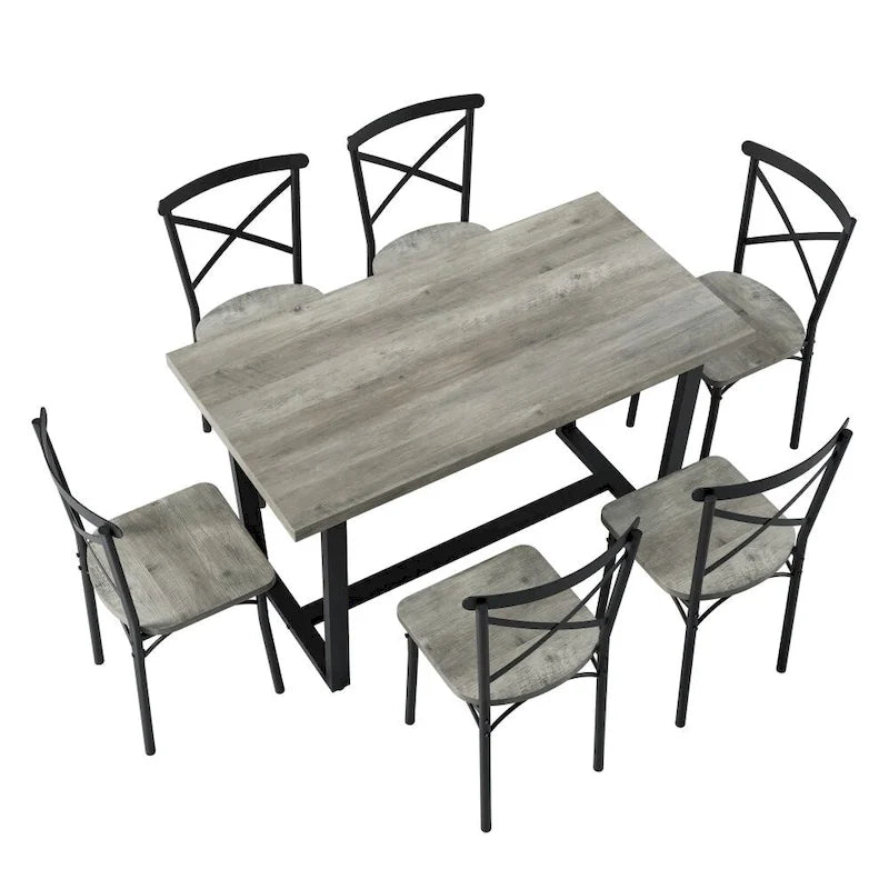 Set da pranzo industriale marrone/grigio per 6, 7 pezzi