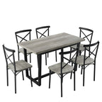 Set da pranzo industriale marrone/grigio per 6, 7 pezzi