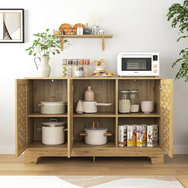 Mobile buffet credenza in stile rustico con ripiano regolabile, effetto legno