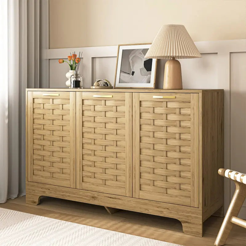 Mobile buffet credenza in stile rustico con ripiano regolabile, effetto legno